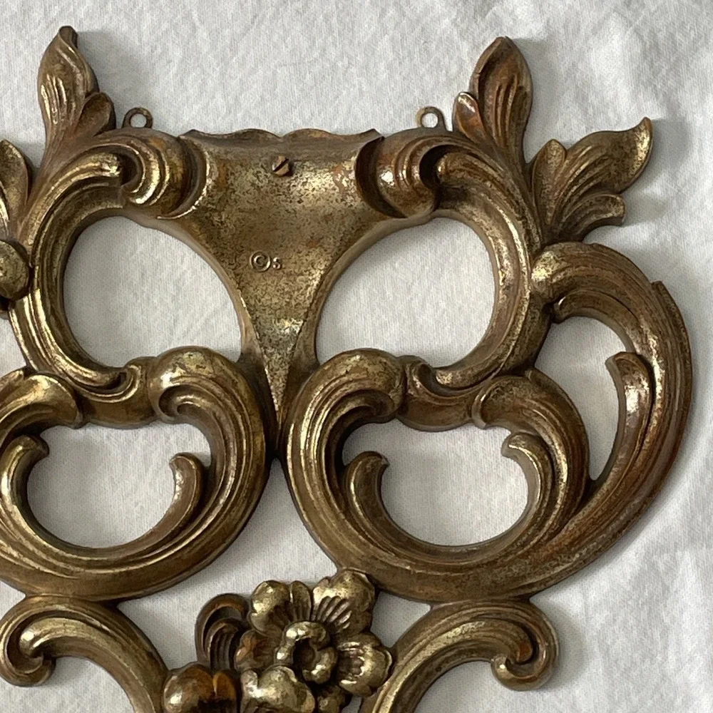 Vintage Syroco decorative Wood Wall Hangings Gold Finish Ornate Design 14
